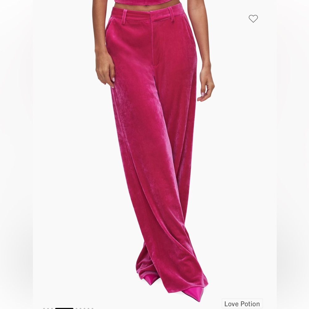 GOOD AMERICAN VELVET WIDE-LEG PANTS